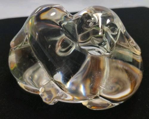 Steuben "Puppy Love" Crystal Paperweight/Hand Cooler - Signed See Pics - Picture 2 of 9