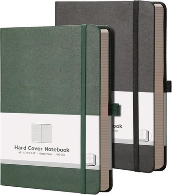 Graph Paper Notebook 2 Pack - A5 Grid Paper Notebook/Journal Hardcover