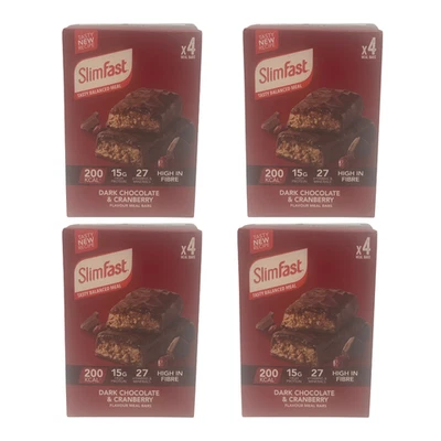 Slim Fast 16 Meal Bars Dark Chocolate & Cranberry High Protein Fibre Diet Snack