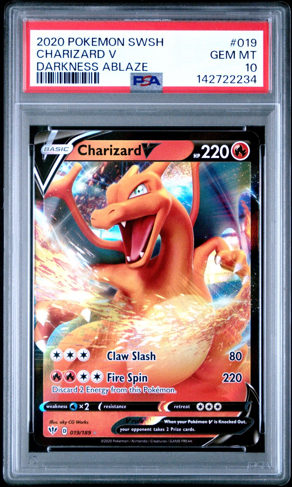 Pokemon SWSH Darkness Ablaze Charizard V 19/189 Ultra Rare Holo Foil PSA 10 GEM