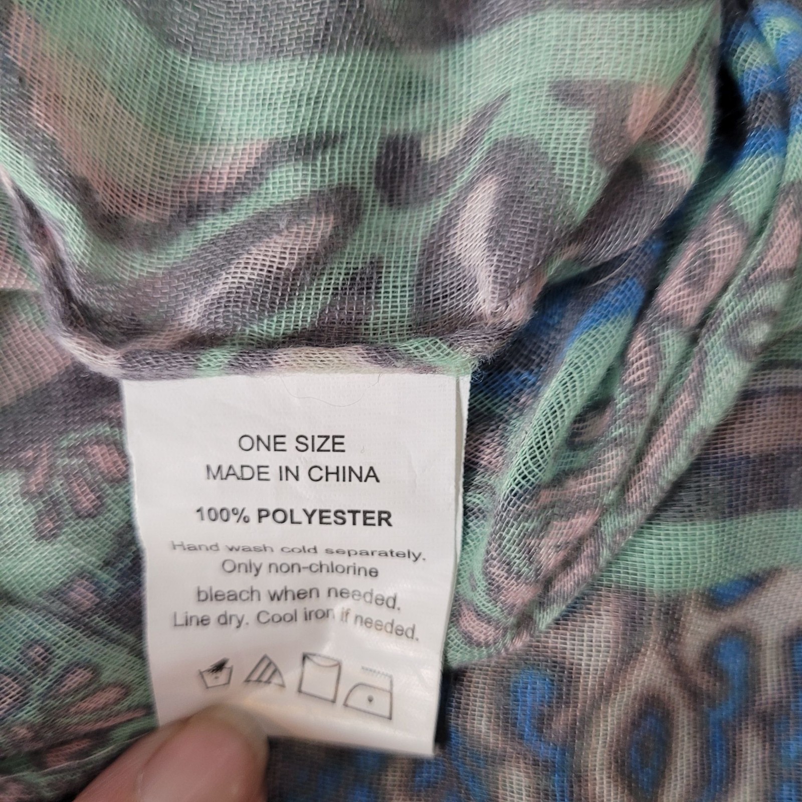 Lightweight Blue & Green Patterned Infinity Scarf - image 3