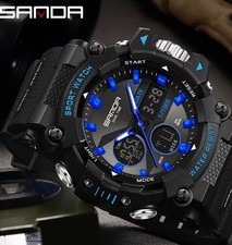 Sanda G style men’s sports watch waterproof analog digital chronograph