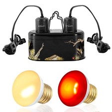 Nano Dual Dome Reptile Light Fixture and 25W Reptile Heat Lamp Combo Pack, Mi...