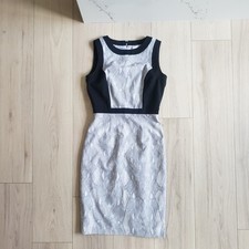 Calvin Klein Dress Womens 2 Grey Snakeskin Print Colorblock Sheath Midi Workwear