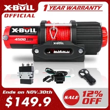X-BULL 4500LB Electric 12V ATV Winch Synthetic Rope Towing Trailer UTV 4X4 Winch