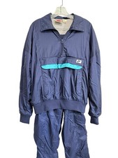 VTG Nike 80's-90's Two Piece Nylon Track Suit Size M 1/4 Zip Lined Jacket Navy