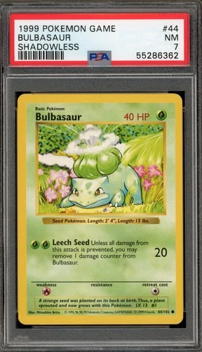 Pokemon Bulbasaur Base Set Shadowless #44 PSA 7