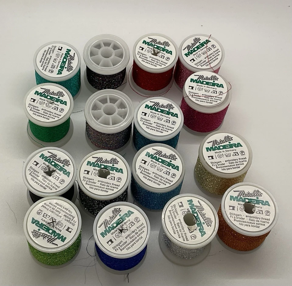 Madeira metallic machine embroidery Thread Lot 16 barely used spools - Image 2 of 3
