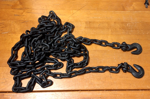 Heavy Duty Steel Chain 5/16" About 18 fit' Transport Binder Chain w/ Grab Hooks