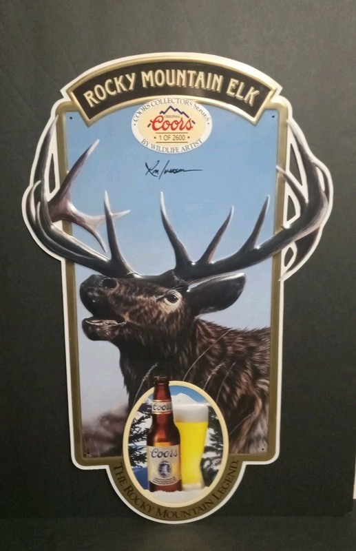 Original 1991 COORS Embossed Collectors Series Tin Sign~ROCKY MOUNTAIN ELK!