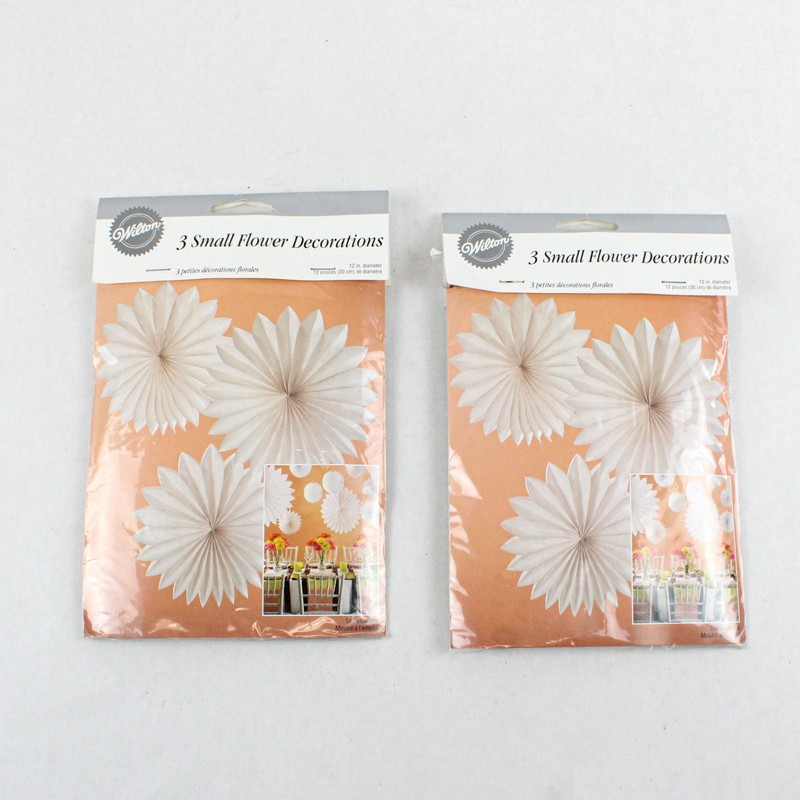 Lot of 2 Wilton 3 Small Flower Decorations 12in Paper Party Decor