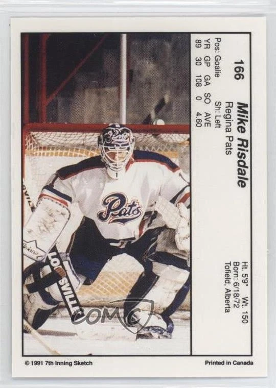 1990-91 7th Inning Sketch WHL mike risdale #166 - Image 2 of 2