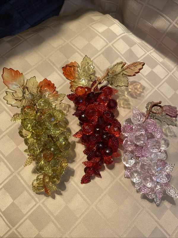 Vintage Faceted Grape Clusters Lot Of Three