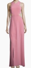 HALSTON HERITAGE Evening Cut Out Crepe Peony Pink Gown Long Dress NEW Womens 14