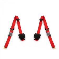 Chevy Chevelle 1968 - 1972 Airplane 3pt Red Retract Bucket Seat Belt Kit-2 Belts