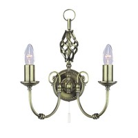 Wand Lampe Metall Leuchte Messing Antik Dimmbar 2 Flammig Kerze Beleuchtung