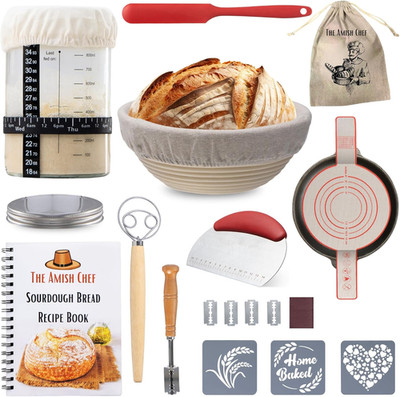 Complete Sourdough Bread Starter Kit, Glass Sourdough Starter Jar Kit & Tons of