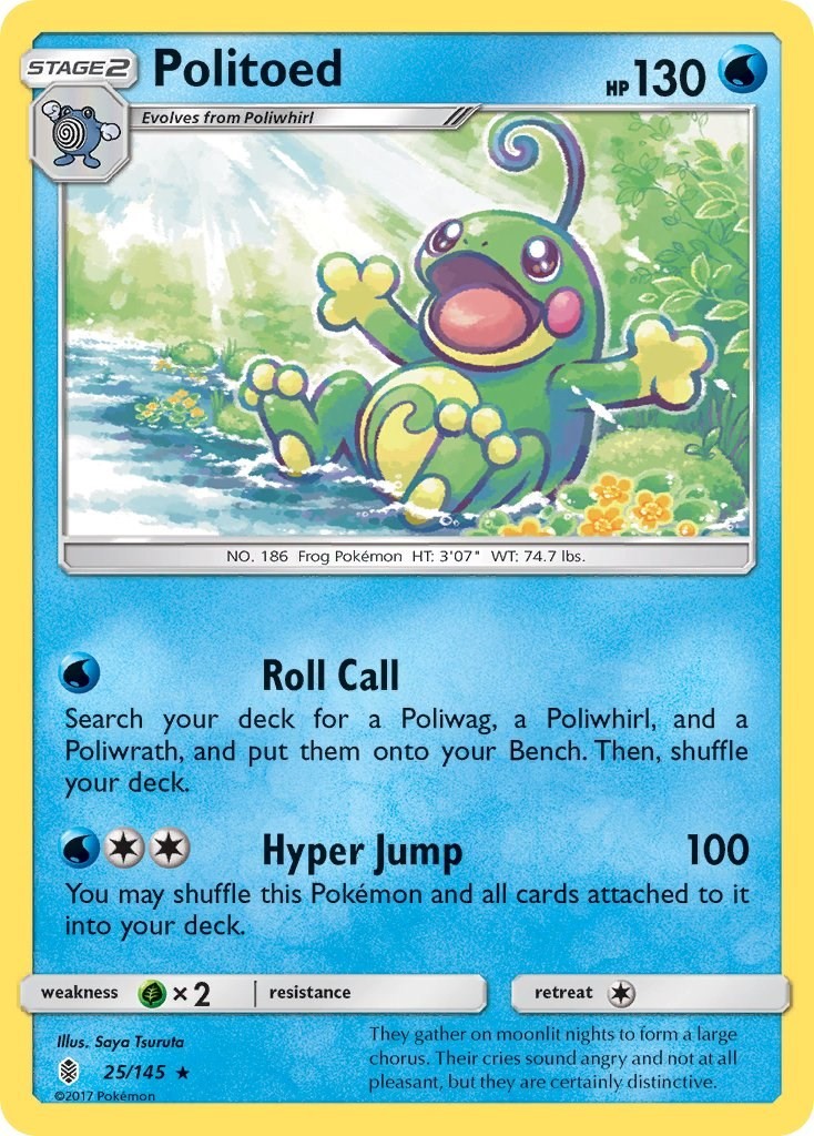 Pokemon Politoed [SM - Guardians Rising - 25/145] Reverse Holofoil NM FREE SHIP