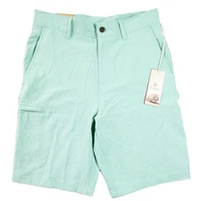 Panama Jack Mens Performance Cargo Shorts 30 Zip Fly Flat Front Stretch Green