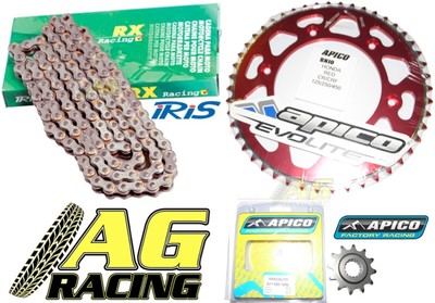 Honda CR 500 84-01 Iris 520 RX Kette Apico vorne 12T hinten 49T rot Kettenradsatz