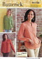 Butterick R11130 Top w Band Collar, Long Cuffed Sleeves Sz 16-24 UNCUT B6856