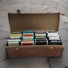 Lot of 24 Vintage 8 Track Tapes AND CASE - UNTESTED - Mixed Music