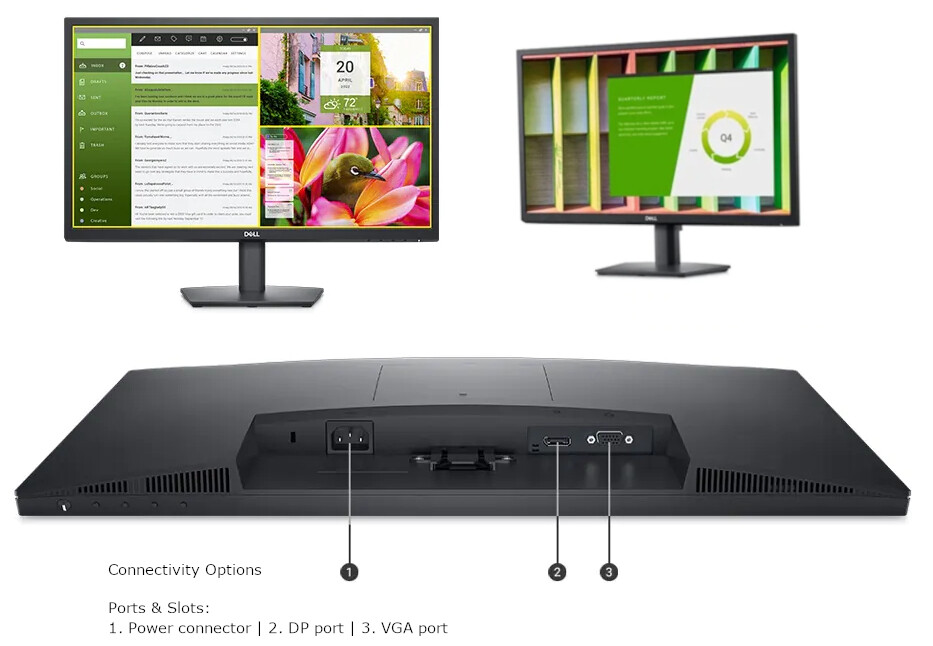 DELL 24-inch HD LED Monitor VGA DisplayPort 1.2 1920x1080 HD