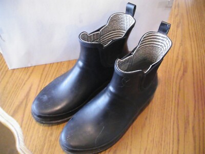 LL BEAN WOMEN'S BLACK RUBBER WELLIES BOOT SIZE 9