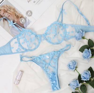 Lindex Light Blue Lace Bralette Sexy Piece Blue Lingerie (Cloud Set)