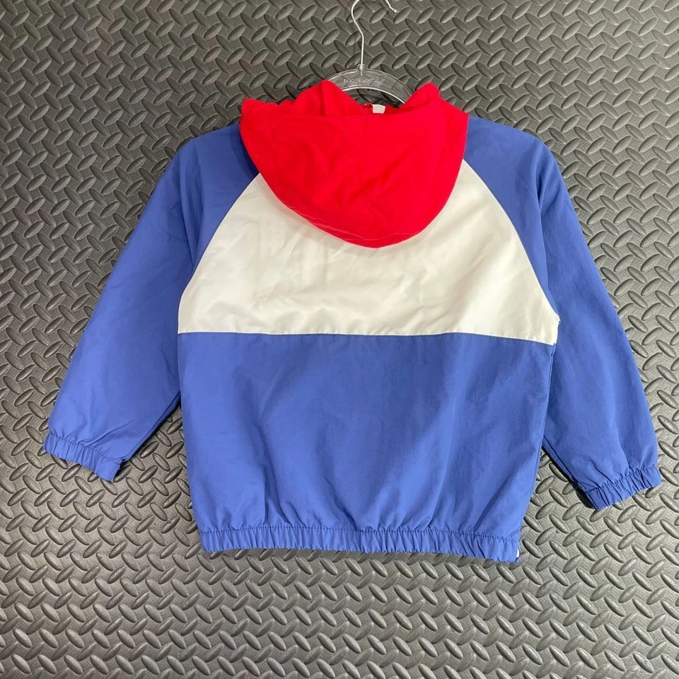 Jaqueta ZARA azul vermelha branca corta-vento zíper completo casual infantil tamanho 7 - Imagem 2 de 4