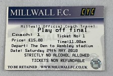 EFB 2010 05/29 Millwall Playoff Final Football (Soccer) Official Coach Ticket