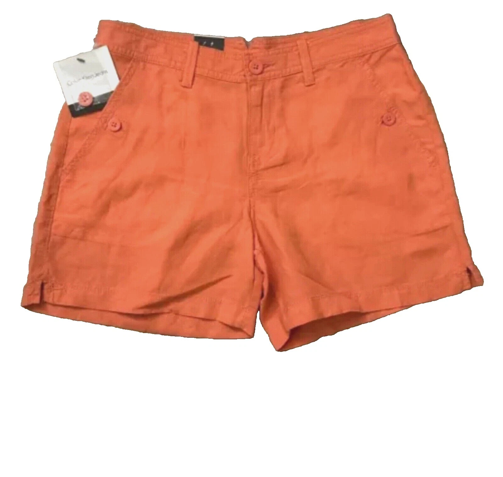 Pantalones cortos para mujer Calvin Klein de lino liso