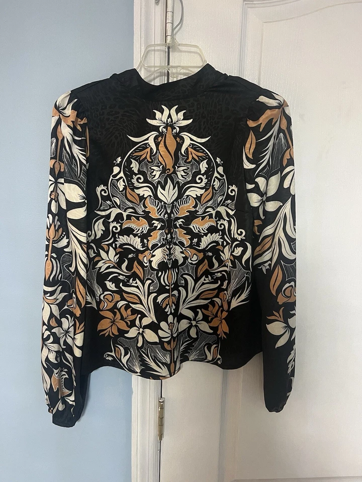 Joie Womens Floral And Leopard Blouse - Polyester- XS- NEW