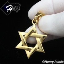 MEN's Stainless Steel Gold Plated Jewish Star of David Charm Pendant GP137