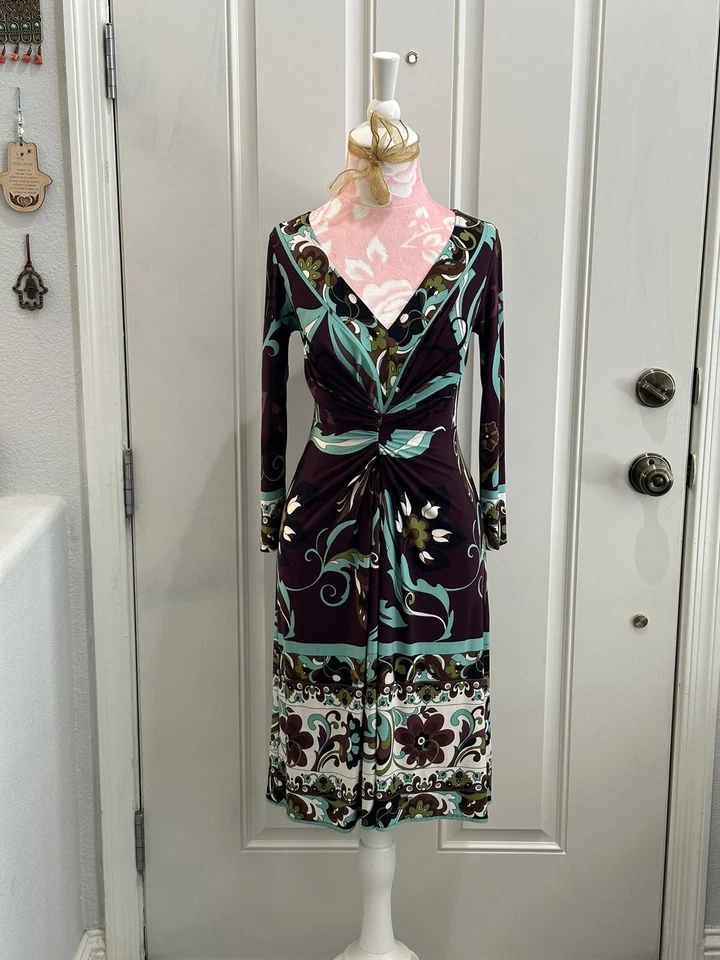 Vestido floral retro marrón Muse para mujer - 2P Foto 2 de 4