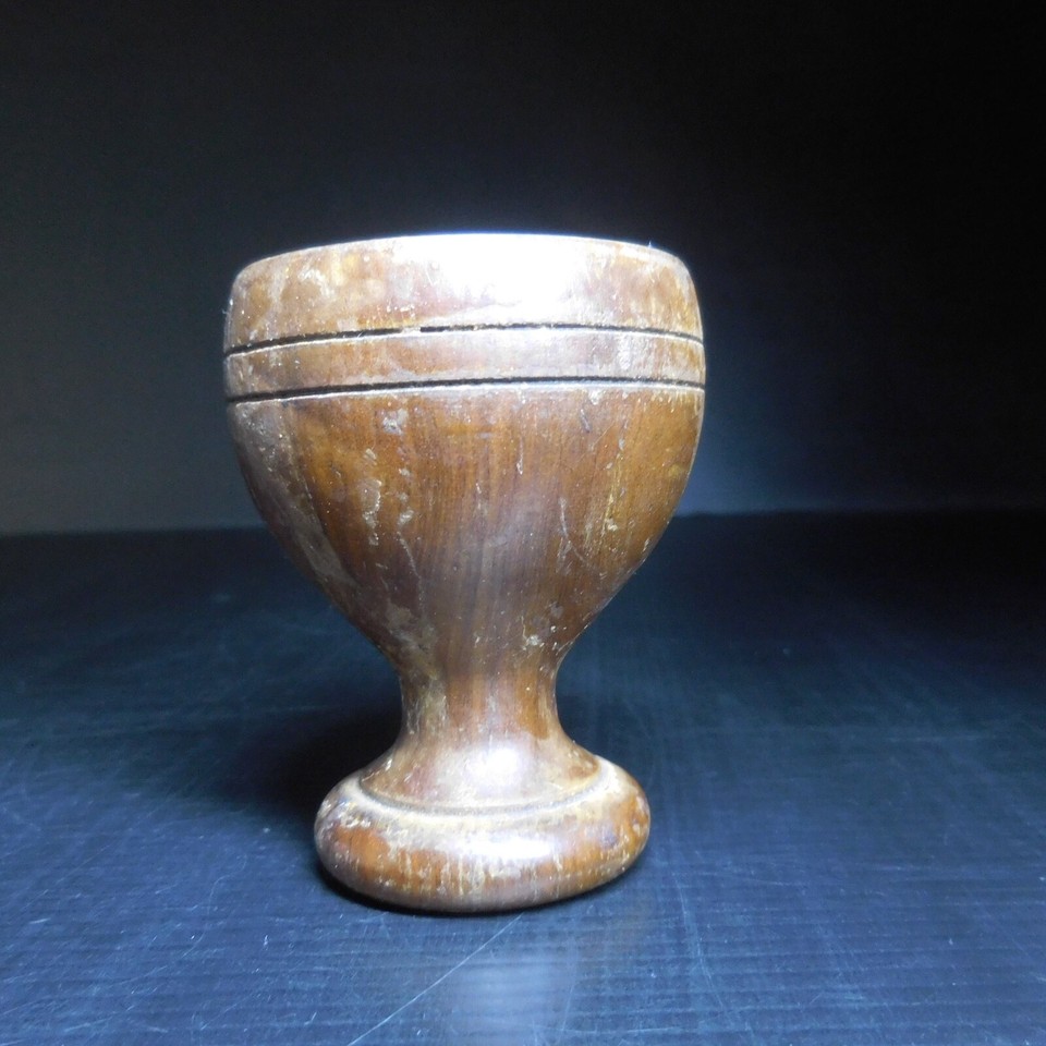 N23.360 Vintage Brown Wooden Egg Cup Art Deco Kitchen Table Food France ...