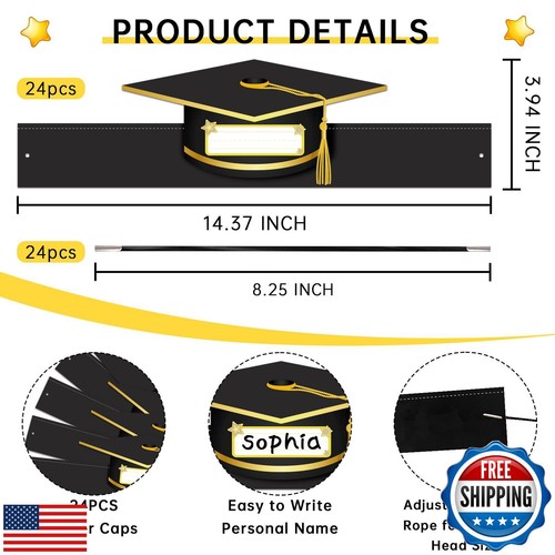 JUESMOS 24 PCS Preschool Paper Graduation Crown for Kids Class of 2025 Adjust - Picture 3 of 5
