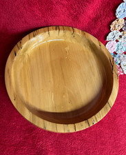Handcrafted Oak Low Bowl or Serving Tray w Unique Dark Streak Woodgrain Pattern