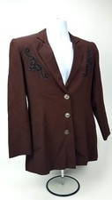 Longhorn by Niver Western Wear Embroidered Brown Lined Jacket Blazer Sz Small