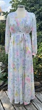 VTG Size Medium Miss Elaine Sheer Chiffon Peignoir Robe Nightgown Gown Set