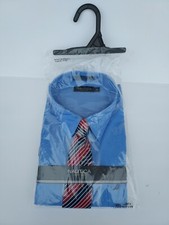 Nautica Blue Dress Shirt Red Stripe Tie Set New w tags BoysSize 18 Long Sleeve
