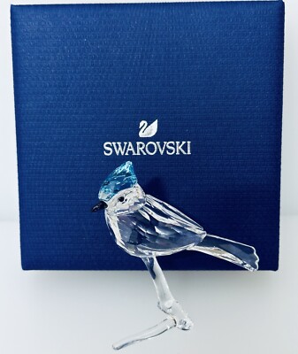 NIB Swarovski Blue Jay Bird Perched On Branch Retired Crystal