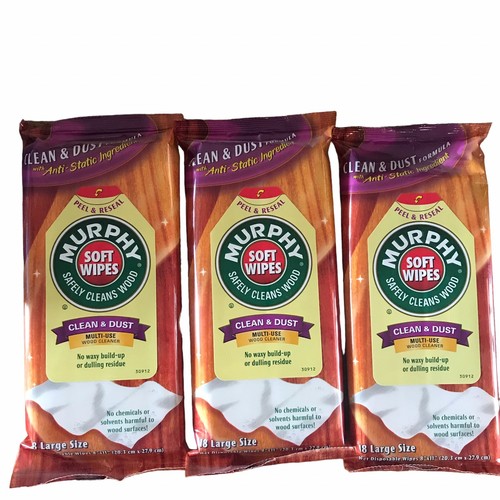 3 Packs Murphy Soft Wipes 18 Count Large Size 8" x 11" Multiuse Wood