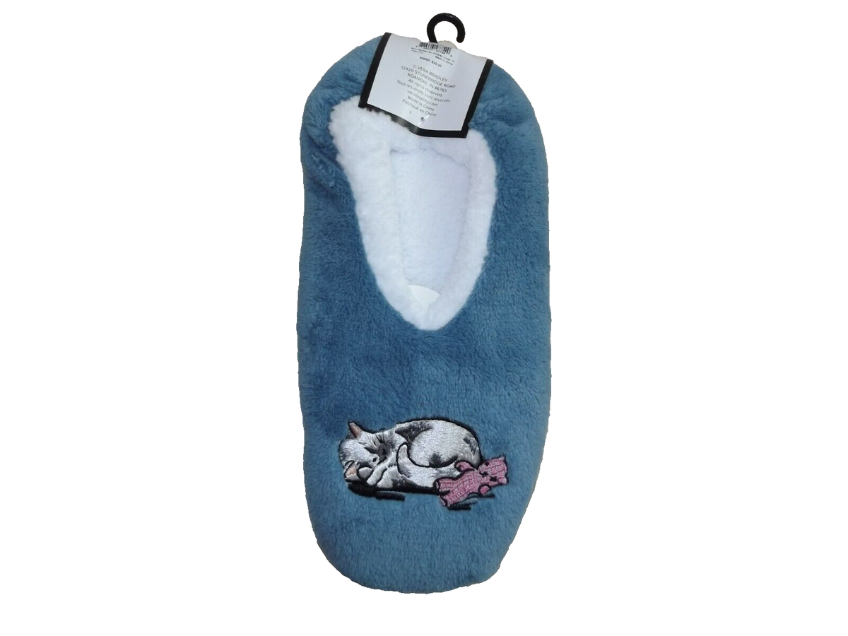 VERA BRADLEY Soft Fleece Slippers Cat's Meow - Siamese & White