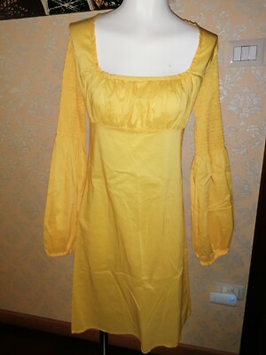 Robe Antonello Serio Taille 42 Jaune - Coton élasthanne, Coupe Ajustée Et évasée - Neuve Sans étiquettes