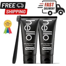 hello Oral-Care Activated-Charcoal Teeth Whitening  Toothpaste -Pack 2