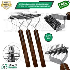 3 Pcs Hair Grooming Brush 12 Blades Pet Dog Cat Undercoat Deshedding Comb Set