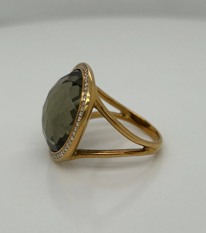 Anillo Ippolita 16mm Hematita y Diamantes Oro Amarillo 18k Talla 6.5 Foto 2 de 4