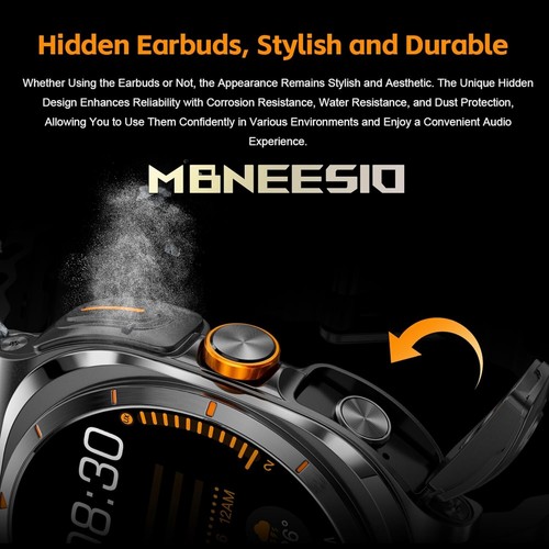 Montre Connectée 2 en 1 avec Écouteurs Écran 1.53'' Fitness Tracker Android IOS - Photo 8 sur 10
