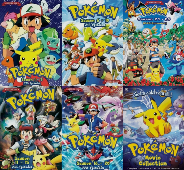 POKEMON Series (Seasons 1-25 + 23 Movies) DVD Set All Region USA